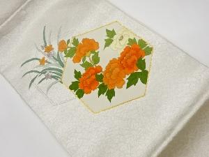 リサイクル　金駒刺繍牡丹に桔梗模様名古屋帯